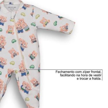 Imagem de Macacão Moletom Bebê Menino Sem Felpa Estampa Ursos Upi Uli, RN