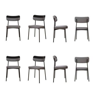 Imagem de Kit com 8 Cadeiras para Sala de Jantar Mona Yescasa Cinza Corriente /Preto