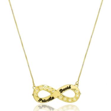 Imagem de Colar Símbolo Do Infinito Com Nomes E Detalhes Em Zircônia