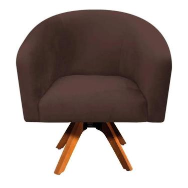 Imagem de Poltrona Decorativa Stella Em Suede Com Base Em Madeira