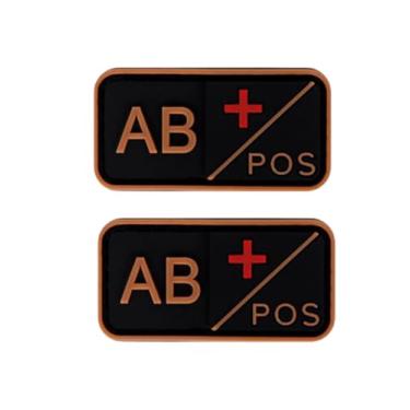 Imagem de Ruoming 2 peças externas 3D PVC borracha macia tipo sanguíneo médico, crachá de gancho de resgate, emblema de moral, acessório DIY (marrom AB +)