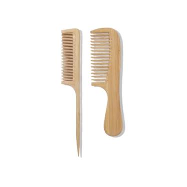 Imagem de Pente de Madeira Bambu Anti-Estático Cabelo e Barba Profissional(Pente Fino)