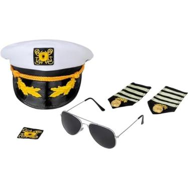 Imagem de Dress Up America Conjunto de fantasia de capitão - conjunto de acessórios capitão de iate - conjunto de capitão de barco para adultos