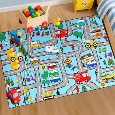Imagem de Jiospet Tapete de carro para crianças de 1,8 x 1,8 m, tapete educativo interativo para decoração de chão de quarto de criança