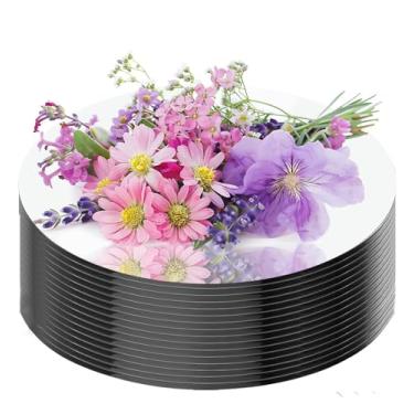 Imagem de Pacote com 16 espelhos redondos de acrílico para centros de mesa, espelhos redondos, bandejas para centros de mesa, decorações de centro de mesa de festa de Natal, chá de bebê de casamento, 2 mm de