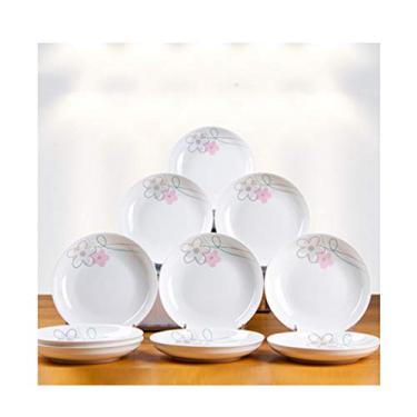 Imagem de Prato de serviço prato de cerâmica doméstico conjunto criativo combinação utensílios de mesa estilo europeu prato de frutas bonito bolinho prato prato pratos (cor: 1, tamanho: 20.3 cm)