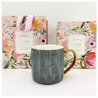 Imagem de Caneca Phnom Penh Sala de Estar Escritório Copo de Água Europeia Grande Capacidade Copo de Café Branco Vitrificado Copo de Cerâmica 300ml Material de Argila Branca Alta Com Colher Caneca de Café (Cor