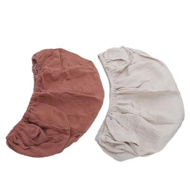 Imagem de Semme 2 Peças Capa de Almofada para Troca de Fralda Macia e Respirável, Folhas de Cor Sólida para bebê, Algodão Adequado para Mesas Com Tamanho 32,28 X 16,14 pol. (Café Damasco)