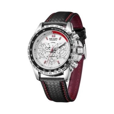 Imagem de Relógio De Pulso De Luxo À Prova d'Água Em Couro Preto Para Homens MEG