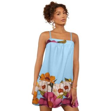 Imagem de Vestido Feminino Curto Alcinha Floral Verão Soltinho Casual Elegante M