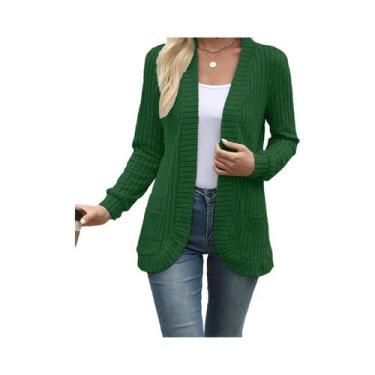 Imagem de Nova moda feminina cor sólida casual pit stripe escovado jaqueta cardi