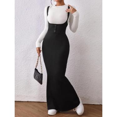 Imagem de Vestido Feminino Ultra Longo Sereia Com Alças, Modelo Justo E Saia Env