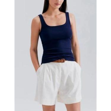 Imagem de Blusa Regata Hering 4ALF Feminina Decote Quadrado Canelada Algodão T. P/XXG-Feminino