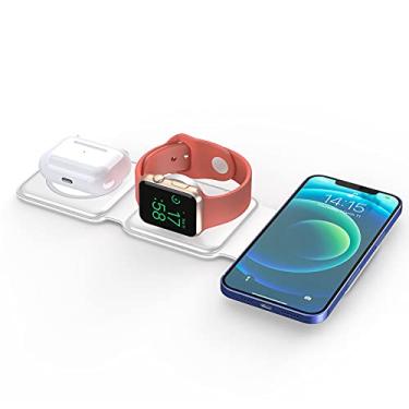 Imagem de Foldable 3 in 1 Wireless Charger, Magnetic Charging Station, Wireless Fast Charging pad, Portable Charging Station, Compatible with iPhone 14/13/12/SE/11/XS/8, Samsung Galaxy, AirPods Pro, Apple Watch