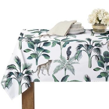 Imagem de RYB HOME Toalha de mesa retangular com patchwork colorida - toalha de mesa resistente a arranhões à prova de derramamento para toalha de mesa de 2,8 m da selva para festas de reuniões de família, 152