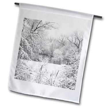 Imagem de 3dRose fl_19228_1 Tempestade de Neve Fresca Fotografada no rio Huron em Ann Arbor, Bandeira de Jardim Michigan, 30 x 45 cm