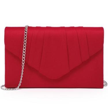 Imagem de Bolsa de noite Dasein Velvety Plissada Envelope Clutch Red