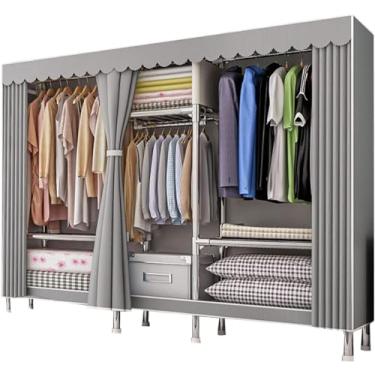Imagem de Armário De Tecido De Guarda-roupa Dobrável, Guarda-roupa De Lona 106x46x173 Cm Guarda-roupas De Tecido Para Móveis De Quarto Guarda-roupa Portátil Com Trilho De Suspensão, A, 106x46x173cm