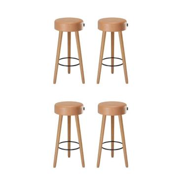 Imagem de Kit 4 Banquetas Alta Horizonte Assento Couríssimo Estrutura MDF MDP 70 cm Amarelo Casa H