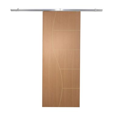 Imagem de Porta De Correr P- Verniz Frisada Kit Alumínio F07 - 210x90