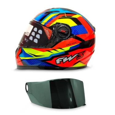 Imagem de Capacete Moto Fechado Fw3 Modelo Gtx Fox Mais Viseira Adicional, Laran