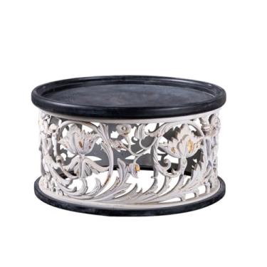 Imagem de Mesa de centro pequena de madeira maciça, mesa lateral de sofá, mesa redonda pequena criativa, mesa de cabeceira redonda simples, mesa lateral simples para quarto (C)