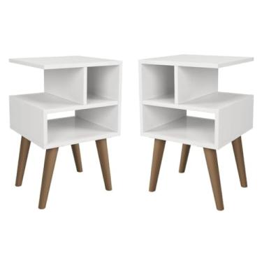Imagem de Kit 2 Mesa de Cabeceira Estilo Retrô Trend Criado Para Quarto(Branco)