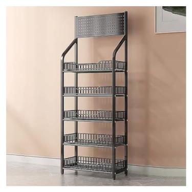 Imagem de Prateleira de exibição de supermercado de 3/4/5 níveis, organizador de prateleira de lanche, rack de armazenamento de bebidas/pequenos alimentos/brinquedos contra a parede, organizador de chão com 15