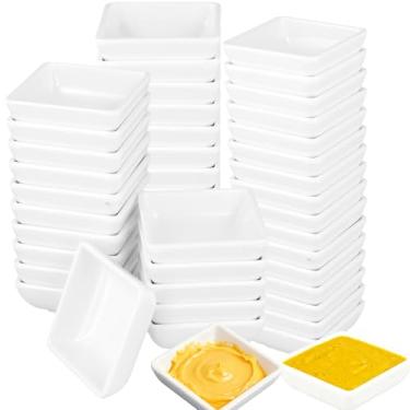 Imagem de ZEONHAK Conjunto de 50 tigelas de melamina de 85 g, pratos de servir com molho de soja branco para cozinha, restaurante, acampamento, churrasco