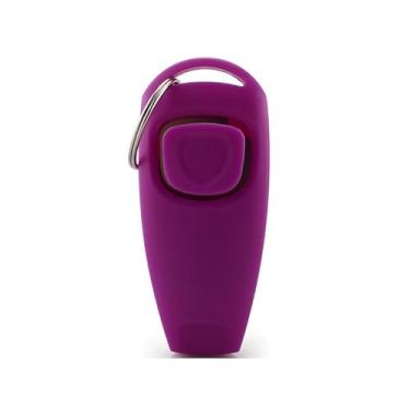 Imagem de Clicker 2 em 1 para treinamento de apito para animais de estimação com alça de pulso, adequado para cães, gatos, pássaros ou outros animais de estimação (Roxo)