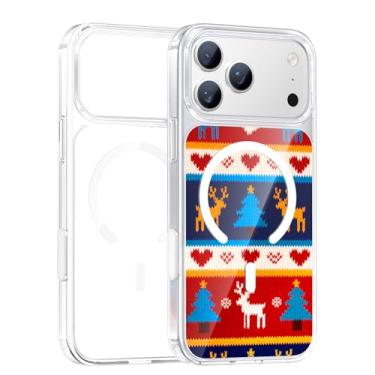 Imagem de Maledan Capa de Natal para iPhone 17 Pro Max com MagSafe, capa transparente 17 Pro Max com cartão padrão de rena de Natal [remoção para uso diário], proteção magnética à prova de choque para iPhone 17
