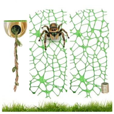 Imagem de QZAVIRE Esconderijo de aranha saltadora com ponte de corda e plataforma de escalada, habitat magnético oculto impresso em 3D para aranhas saltadoras e tarântulas, acessórios divertidos para descanso