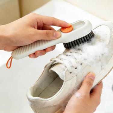 Imagem de 1 escova de limpeza de sapatos premium com cerdas macias e cabo longo para cuidados diários com sapatos e uso de limpeza doméstica (branca)