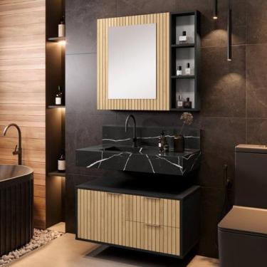 Imagem de Conjunto para Banheiro Bancada em Porcelanato com Cuba Esculpida, Armá