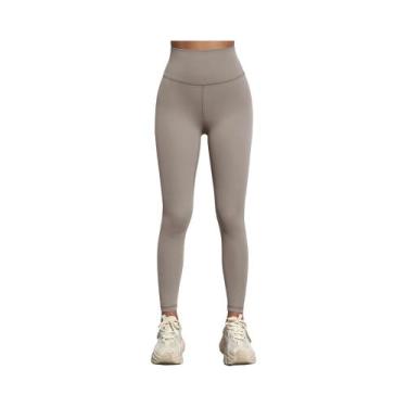 Imagem de Calça Legging De Ioga Macia De Cintura Alta, Tamanho Grande, Cor Sólid