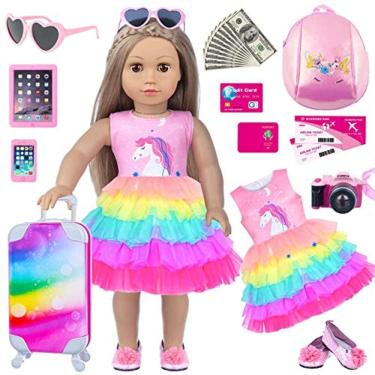Imagem de Mala de Viagem Rosa - Para Boneca 18 - Roupa, Acessórios