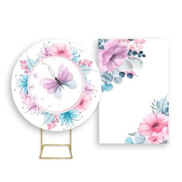 Imagem de Painel De Festa Redondo 1,50x1,50 + Painel Vertical 1,50x2,20 - Borbol