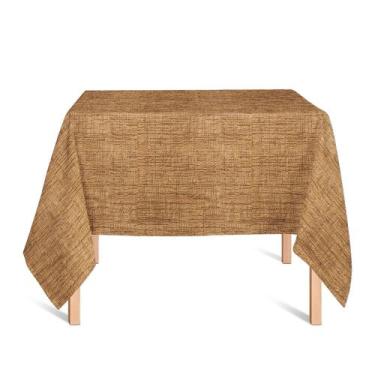 Imagem de Toalha de Mesa Quadrada em Tecido Jacquard Estampado Liso Marrom, 1,40