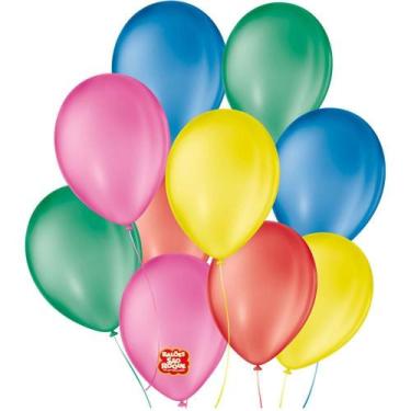 Imagem de Balão Redondo N09 Cores Sortidas  Pacote com 50 Unidades - Sao Roque