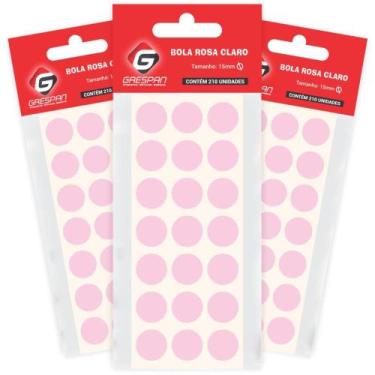 Imagem de Etiqueta Redonda Rosa Clara 15MM - Cartela com 210 Etiquetas - Grespan