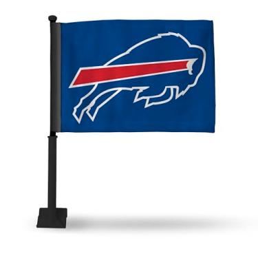 Imagem de Rico Industries Bandeira de carro dupla face primária NFL Football Buffalo Bills com mastro preto - 40,64 cm x 48,28 cm - mastro forte que se encaixa no carro/caminhão/automóvel