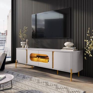 Imagem de Rack para Sala de Estar com Led Juquehy Off-White/Naturalle