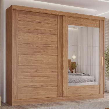 Imagem de Guarda-roupa Casal 2 Portas de Correr 8 Gavetas com Espelho 100% Mdf Siena Espresso Móveis