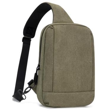 Imagem de Bolsa tiracolo masculina com porta de carregamento USB pequena bolsa mensageiro transversal bolsa de ombro mochila feminina, Lona verde, Canvas, lona