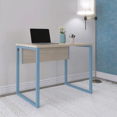 Imagem de Mesa para Escritório Industrial 90cm P25 Castanheira/Azul Dali