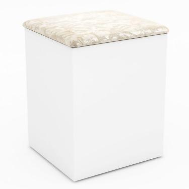 Imagem de Puff Baú Pu2050 Branco/Floral Pérola - Tecno Mobili