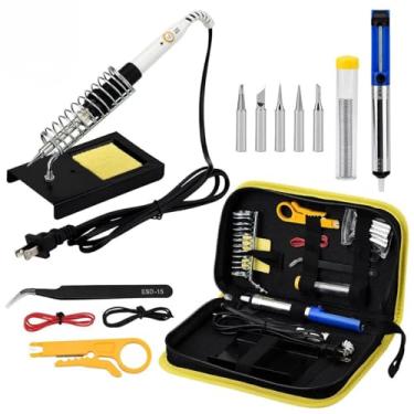 Imagem de Kit de Solda Profissional com Ferro Ajustável 200-450°C, 60W, 220V, 13 Acessórios, para Eletrônicos e Hobbies