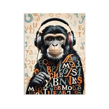 Imagem de SDYJ6GSW Impressões de arte de parede Banksy macaco vintage macaco animal arte de parede arte em tela animal para sala de estar escritório decoração de parede emoldurada pronta para pendurar decoração