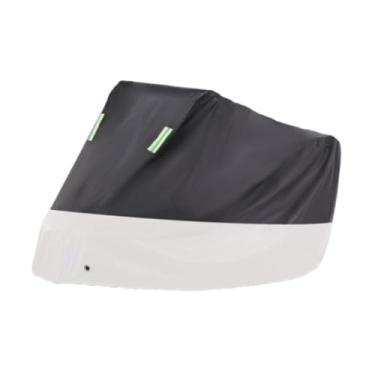 Imagem de JicSuXi Capa para motocicleta, leve, com furos para fechadura e refletiva noturna, prática, à prova de chuva, à prova d'água e protetora, Prata Negra