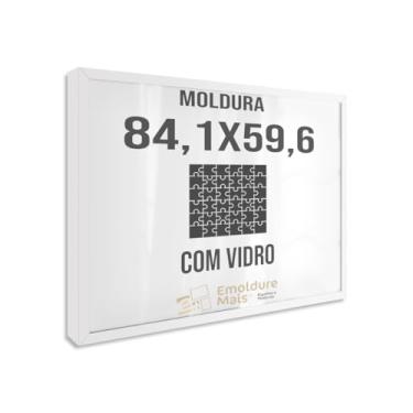 Imagem de Moldura Caixa Alta para Quebra Cabeça Cabeca 84,1x59,6 1500 peças Com Vidro para Quadro Puzzles Grow cor Branca